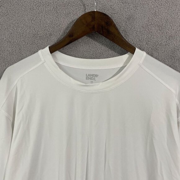 NWOT Lands End Mens XXL White Long-Sleeve T-Shirt Polyester Blend Casual Wear - Picture 6 of 7